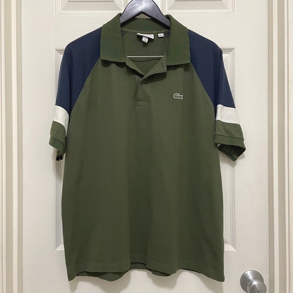 Lacoste Other - Lacoste Classic Fit Colorblock Polo Shirt Olive Green XL 6 Preppy Golf Tennis